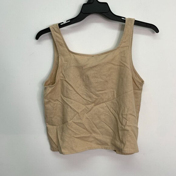Express Women's Top M Beige Linen Blend Square Neck Tank Top Size M - Picture 3 of 7